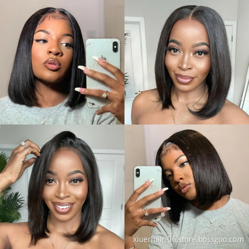 Cheap Wholesale Transparent HD Full Lace Bob Human Hair Lace Frontal Wigs Brazilian Virgin Hair Lace Front Wig For Black Women